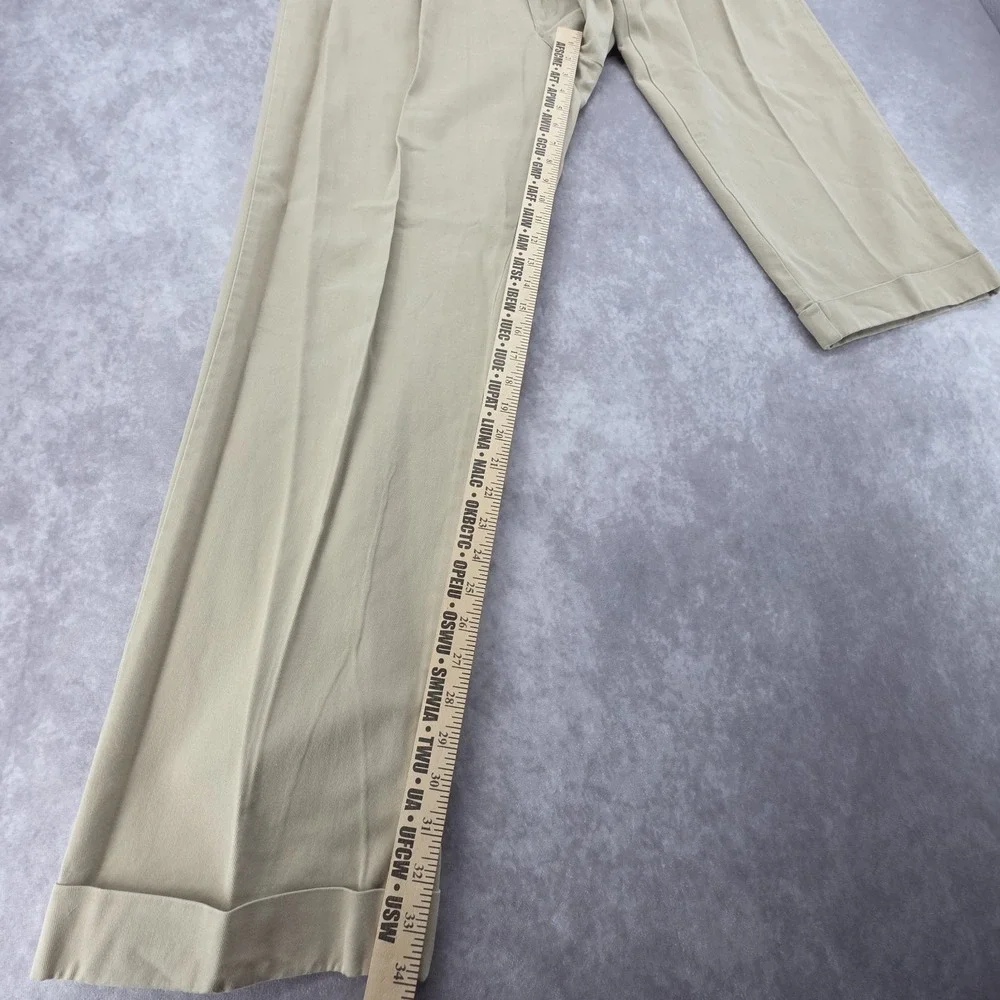 Vintage Polo Ralph Lauren Hammond Pant Mens 36x34 Pleated Chino Khaki Beige Cuff